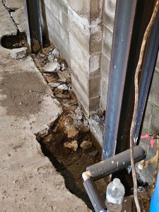 Block concrete wall construction and waterproofing considerations.